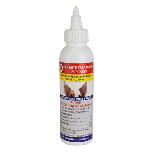 Miracle Care R7 Ear Mite Treatment for Dogs, 4 Ounce, Controls Ticks and Mites