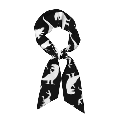 WAVMKSL Funny Dinosaur White Black Head Scarf for Women, Fashion Neck Scarves Headscarf for Hair Wrapping Handbags