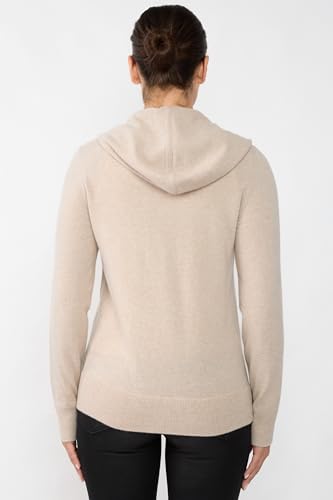 Image of JENNIE LIU Women's 100% Pure Cashmere Long Sleeve Zip Hoodie Cardigan Sweater