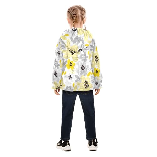 OTVEE Yellow Gray Abstract Flowers Kids Hoodie Jacket Fall Spring Full Zip Warm Outwear Coat4