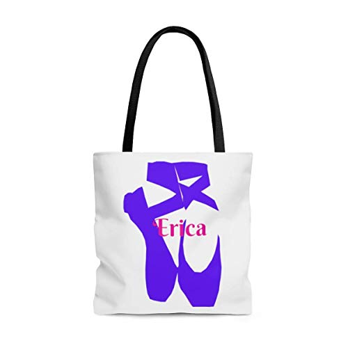 Custom Personalized Dance Purple Ballet Shoes Name Tote Bag