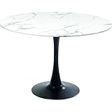 immagine prodotto Kare Tavolo Schickeria Marmo Bianco Nero Pranzo, Metallo Legno ingegnerizzato, 74x110x110 cm