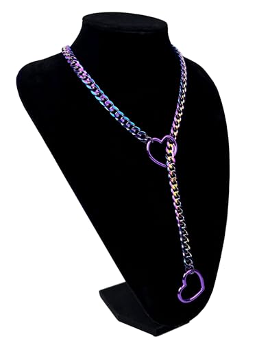 Slip Chain Necklace For Women, Black Heart O-Ring, Cuban Long Necklace Jewelry, Lariat Y-Necklace4
