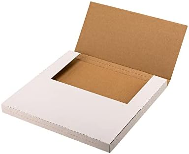 White Vinyl Records Shipping Boxes 12.5x12.5x1 Inch LP Mailing Corrugated Cardboard Boxes, Easy-Fold, Multi-Depth Album Mailers Box, 25 Pack