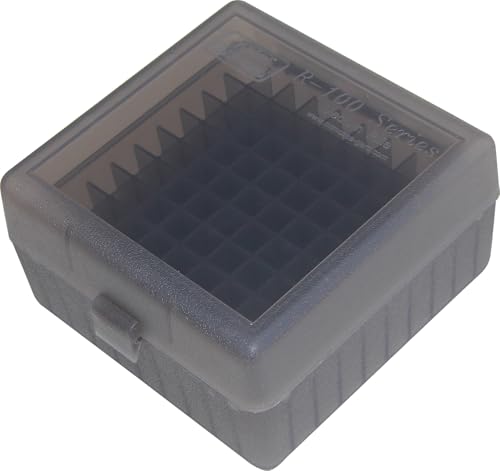 MTM 100 Round Flip-Top Rifle Ammo Box, Medium, Clear Smoke