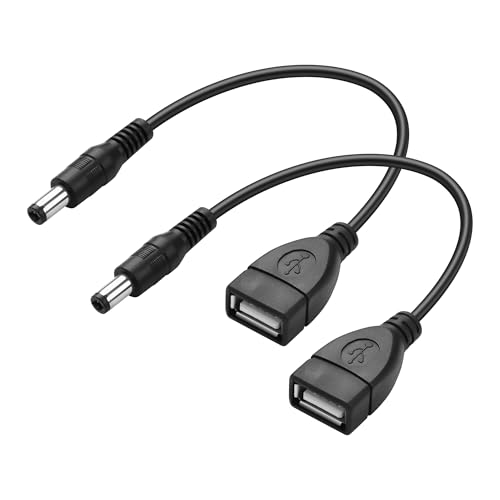 PNGKNYOCN Lot de 2 câbles convertisseurs DC 5,5 x 2,1 mm mâle vers USB femelle pour convertir divers DC et USB