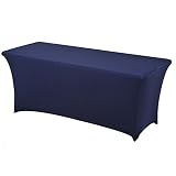HAORUI Rectangular Spandex Table Cover (8 ft. Navy Blue)