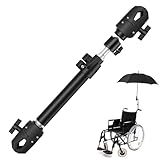 Incycall Wheelchair Umbrella Mount Holder, Umbrella Clamp for Wheelchairs, Adjustable Height & Angle, Easy Tool-Free Installation, Outdoor Sun & Rain Protection for Wheelchairs, Strollers, and More
