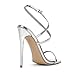 onlymakerheels Strappy High Stiletto Heels, Ankle Strap Buckle Heeled Womens Sandals, Sexy Comfort Open Round Toe Heels for Daily Party Dress Silver B Size6