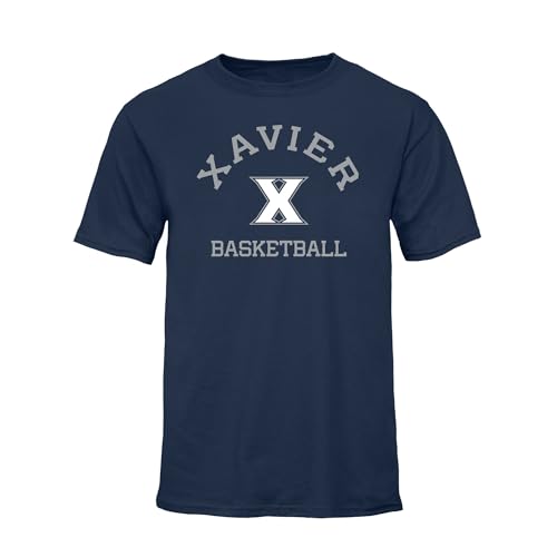 Barnesmith Xavier University Musketeers, Adult Unisex, Short-Sleeve T-Shirt, Basketball Gameday Logo, Navy, Large
