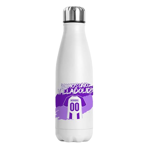 Botella Térmica Personalizada Fútbol Valladolid | Regalo Original para Aficionados del Fútbol | Regalo Camisetas Equipos Futbol | Termo Acero Inoxidable Doble Capa 500 ml (Valladolid)