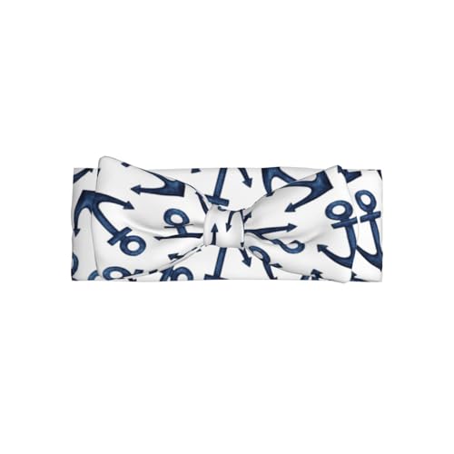 Navy Blue Anchor Baby Girl Bows Headbands Baby Girls Newborn Headbands Infant Toddlers 0-6 Months