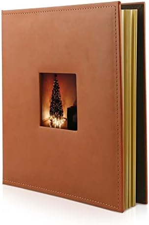 Golden State Art, Self Adhesive Magnetic Photo Album, Self-Stick Albums Holds 3X5, 4X6, 5X7, 6X8, 8X10 DIY Photos-10.2 x 11 Inch ( Brown 40 Pages )