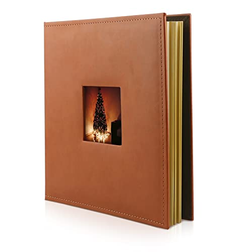 Golden State Art, Self Adhesive Magnetic Photo Album, Self-Stick Diy Scrapbook Holds Photos-Overall Size 10.6 X 11.4 Inch For Weddings Holidays Family(Leather Brown, 40 Pages/20 Sheets) #TOP16