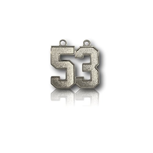 Number 53 Silver Plated Jersey Style Sports Necklace Charm Pendant (0.8