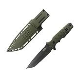 KHU 420HC Acero Cuchillo Caza Cuchillo Hoja Fija, Cuchillo Supervivencia con funda Cuchillo Bushcraft Mango de Plástico, Outdoor Camping pesca senderismo Accesorios - 34A