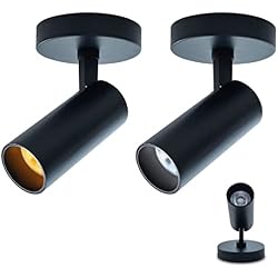 JJiuzming Spotlight 2 Pack 12W Spot Light Indoor 5CCT 2700K-6000K Selectable Dimmable LED Flush Mount Ceiling Spot Lights Directional Spotlights,Black,Adjustable Tilt Angle Accent Lighting