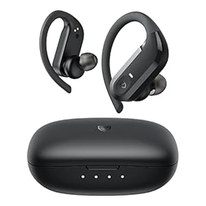 SoundPEATS S5 Bluetooth 5.0 sport koptelefoon, in-ear stereo oorhaak draadloze oordopjes, IPX7 waterdicht, aangepast ontwerp, USB-C opladen, mono/binaurale gesprekken, 20 uur speeltijd