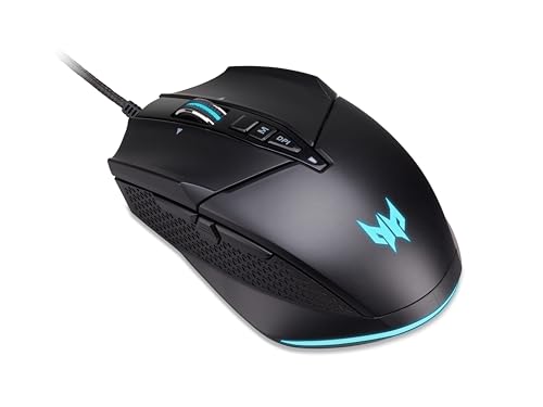 Acer Predator Cestus 335 Gaming Mouse 19,000 DPI, 400 IPS Tracking, 10 Programmable Buttons, 0.5 ms Response Time, RGB Lighting, Black,GP.MCE11.01Q