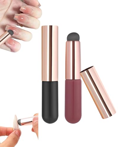 LOZTBUE Lot de 2 pinceaux à ongles réutilisables en silicone avec pointe en gelée pour nail art, pour femmes, pinceaux à lèvres, pinceaux de maquillage