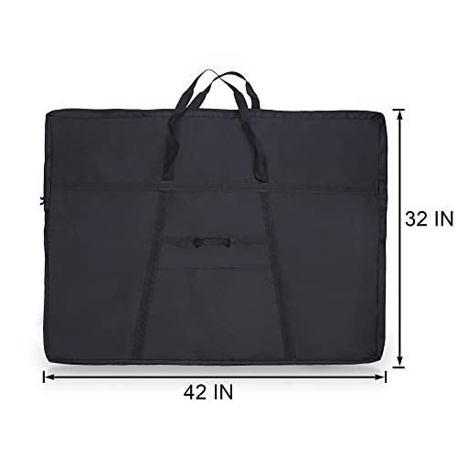 Jjring Dacron Light Weight Large Size Art Portfolio Tote Bag, 32X42" Black Carring Storage Case For Poster, Sketching And Drawing #TOP1