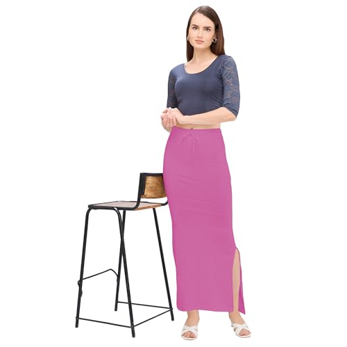 Image of DESI GIRL Cotton Lycra Stretchable Saree Shapewear Petticoat with Drawstring for Women | Fishcut Saree Petticoat with Side Slit for Easy Movement | Saree Shaper | Long inskirt