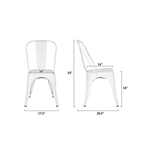 Modern Mid-Century Dining Kitchen Metal Side Arm Chair Copper Bronze Rustic Distressed Dining Bistro Cafe Stackable Side Chair,Set of 4 (4White)