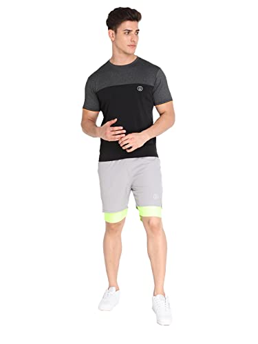 Image of CHKOKKO Double Layered Gym Shorts for Men Workout | Compression Inner Layer with Pockets Across Inner Outer and Back | Dry Fit Sports Athletic wear for Running Jogging or Training