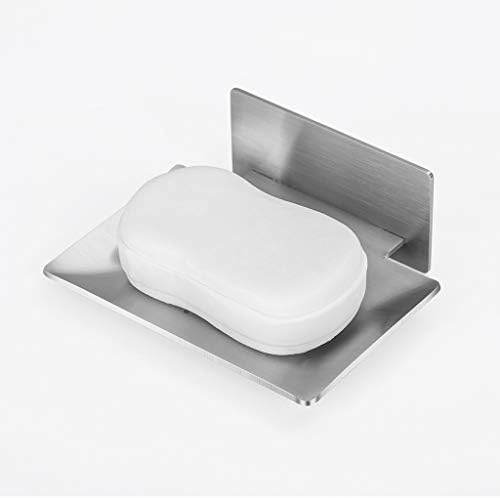 Self-Adhesive Soap Dish Stainless Steel Draining Soap Dish Holder Rustproof for Bathroom Kitchen Shower