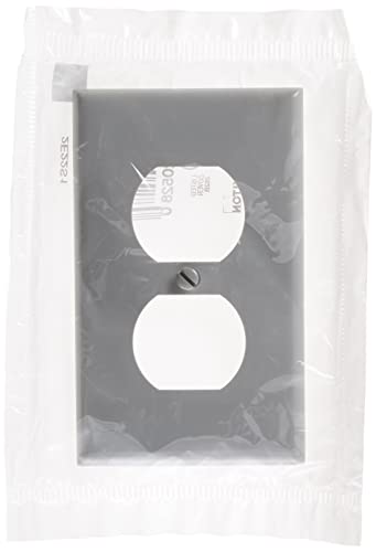 Leviton 80703-Gy 1-Gang Duplex Device Receptacle Wallplate, Standard Size, Thermoplastic Nylon, Device Mount, Gray #TOP1