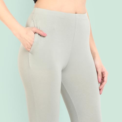 Image of ONE SKY Women Ankle Length Leggings | Premium Cotton Modal Spandex Blend | High Waist Stretchable & Bio-Washed Fabric | Colour-Lock | Ethnic Leggings for Women