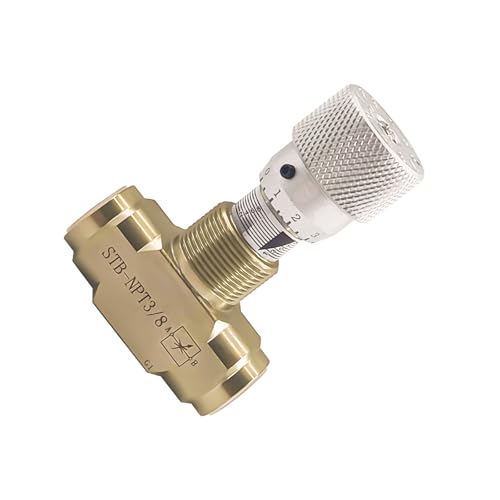 Image of Straight Flow Control Needle Valve for Hydraulic System, Heavy-Duty Carbon Steel Pressure Fittings with 3 /8 inch NPT Connection and Rotatable Knob