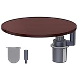 OKYES 車載テーブル ドリンクホルダーに取付 【 車内食事・作業は楽々】 パソコンテーブル バーチ材+アルミニウム合金 360度回転可能 運転席・助手席兼用 高さ調整可能 安定 丈夫 簡単着脱 掃除が簡単 軽量 6.5cm延長パイプ付き 収納バッグ付き （ウォールナット色）