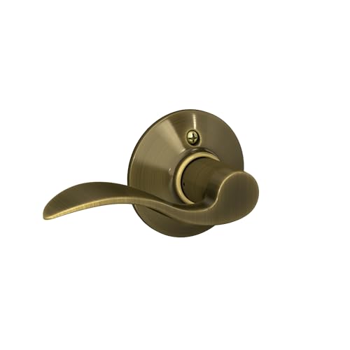 Image of SCHLAGE Lock Company Acc 609 SCHLAGE Accent F10 Flat Wave Reversible Door Lever Lock, Solid, Antique, Brass - F10 ACC 609