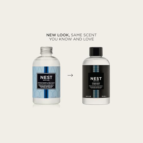 NEST New York Reed Diffuser Liquid Refill, Ocean Mist & Sea Salt - 5.9 fl oz - Fragrance for Up to 90 Days - Flame Free