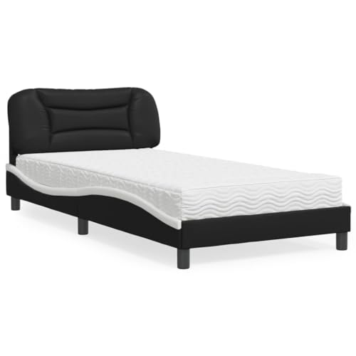 Keyroto Bett 100x200 mit lattenrost und matratze Boxspringbett 100x200 mit matratze Polsterbett Polsterbett 100x200 mit matratze Jugendbett Kunstleder-Schwarz und Weiß-100 x 200 cm Keyroto Bett 100x200 mit lattenrost und matratze Boxspringbett 100x200 mit matratze Polsterbett Polsterbett 100x200 mit matratze Jugendbett Kunstleder-Schwarz und Weiß-100 x 200 cm