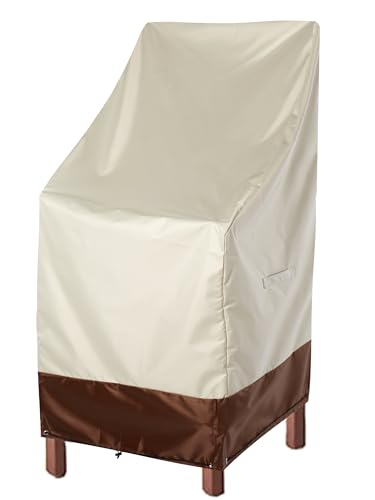 RosieLily Patio Chair Covers High Back Outdoor Bar Stool Covers (1 Pack-Beige & Brown, 25.2
