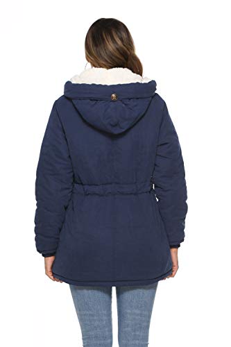 Eleter Women's Winter Warm Coat Hoodie Parkas Overcoat Fleece Outwear Jacket With Drawstring (Large, Navy) #TOP5