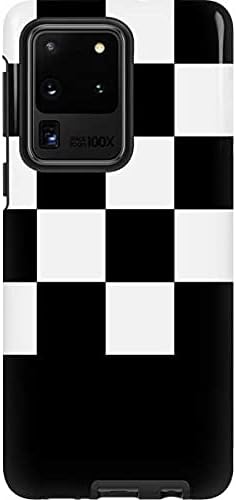 Skinit Pro Phone Case Compatible with Galaxy S20 Ultra 5G - Black and White Checkered Design