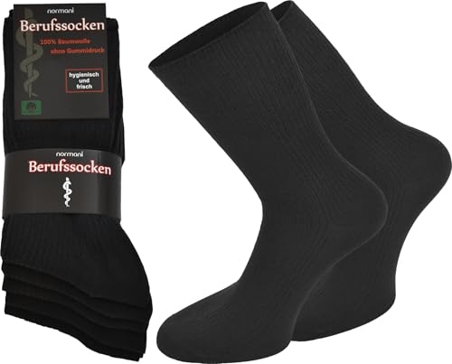 normani 10 Paar Socken aus 100% Baumwolle - Arbeitssocken Baumwollsocken Arbeitsstrümpfe ohne Gummidruck für Damen und Herren Farbe Schwarz Größe 43/46