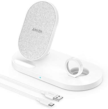 Anker Wireless Charging Station, PowerWave Sense 2-in-1 Stand with Watch Charging Holder for Apple Watch SE/6/5/4/3/2/1, iPhone 12/12 Pro/12 Pro Max/SE (Watch Charging Cable & AC Adapter Not Included)