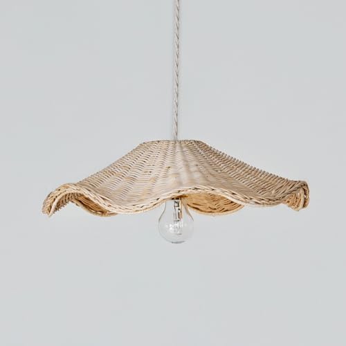 BEBE BASK Hand Woven Rattan Lamp Shade - Unique Wave Wicker Lamp ...