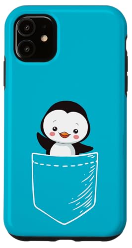 Cute Kawai Kids Mens Womens Pocket Penguin Lover Coque pour iPhone 11