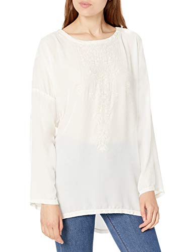 Pete & Greta by Johnny Was Women's Velvet Embroidered Blouse, Natural, M