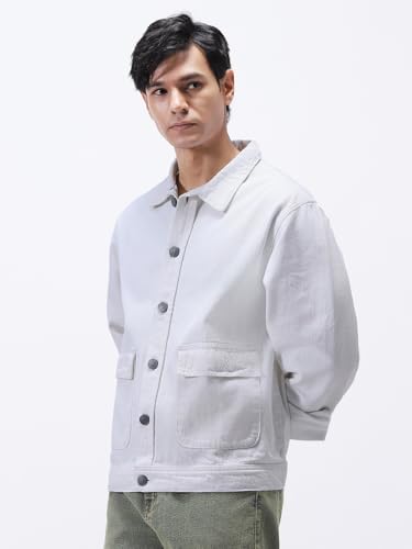 Image of Urbano Fashion Men's Relaxed Fit Full Sleeve Utility Denim Jacket
