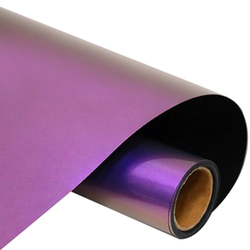 Image of FUNKAKA Chameleon HTV Heat Transfer Vinyl Rolls, 12 inch X 9ft Purple to Brown | Iron on Vinyl for T-Shirt Change Color PU Stretchy HTV Vinyl for All Cutter Machine Easy to Cut & Weed