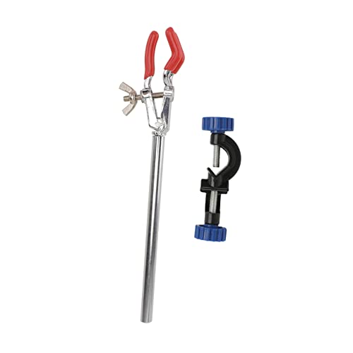 UKCOCO Flask Clamp with Adjustable Triple Prong and Aluminum Cross Clip Corrosion Resistant Laboratory Holder for Beaker Flask Fixing Scientific Research Teaching and Industrial Use