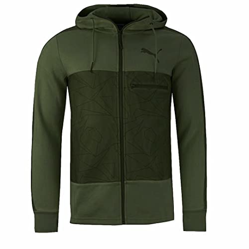 Image of PUMA Evolution Long Sleeve Zip Up Green Mens Green Hooded Track Jacket 574512 03