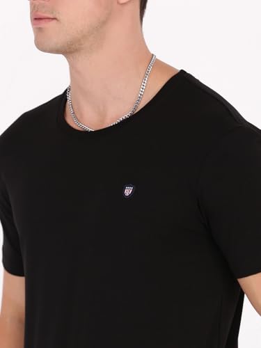 Image of Macroman M-Series Smartz Basics Half Sleeve Round Neck Stretch T-Shirt for Men, Cotton Blend (Pack of 1)