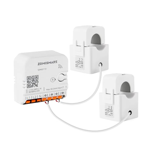 Yagusmart WiFi/Zigbee Smart Energy Meter Power Monitor for Smart Home Automation, 2 Phase Max 120A with 2 Clamps, Supports Tuya App, 110V-240V (Zigbee Version)